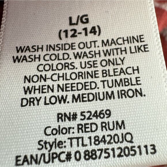 Time And Tru Womens Long Sleeve Blouse Red Rum Circle Print Size L 12-14 Cotton - Picture 5 of 6